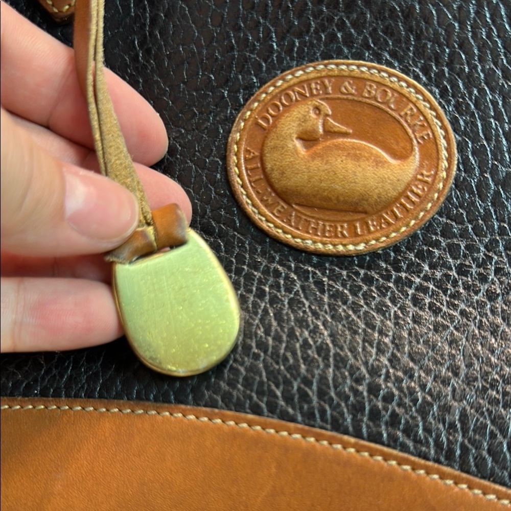 Dooney & Bourke All Weather Leather Small Essex Satchel Black & British Tan R26 - Picture 12 of 17